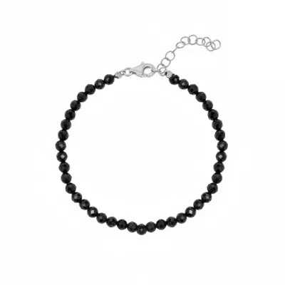 Spero London Women's Sterling Silver Black Natural Spinel Bracelet