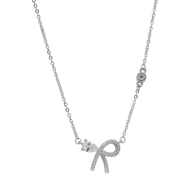 Spero London Women's Sterling Silver Bow Tie Stud Necklace In Metallic