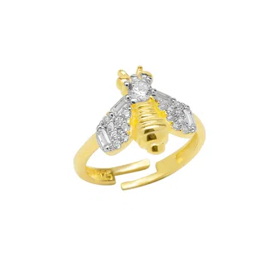 Spero London Women's Sterling Silver Bumble Bee Ring - Gold