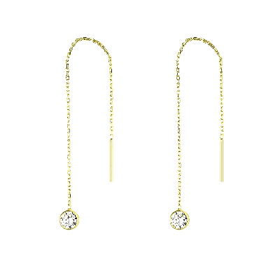 Spero London Women's Sterling Silver Chain Solitaire Earring - Gold