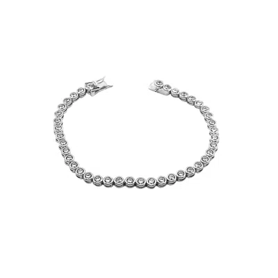 Spero London Women's Sterling Silver Circle Round Tennis Bracelet - White
