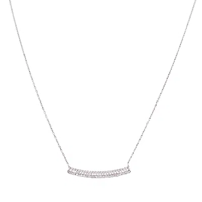 Spero London Women's Sterling Silver Concave Bar Necklace - White - Silver In Metallic