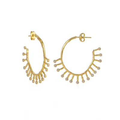 Spero London Women's Sterling Silver Crown Hoop Earrings - Gold