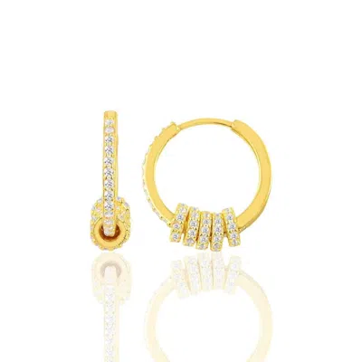 Spero London Women's Sterling Silver Cz Jewelled Hoops In Gold