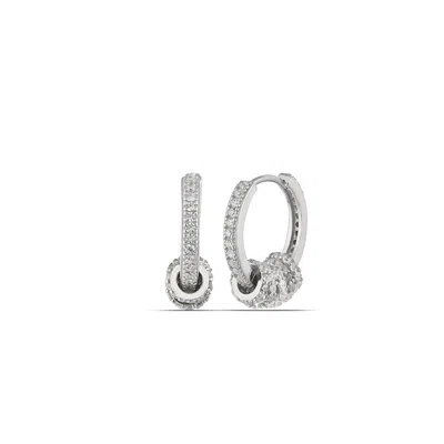 Spero London Women's Sterling Silver Cz Jewelled Hoops In Silver