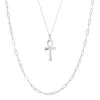 Spero London Women's Sterling Silver Egyptian Ankh & Large Rectangular Chain Necklace - Silver In Silver