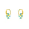 Spero London Women's Sterling Silver Enamel Clover Earrings - Turquoise - Gold In Gold