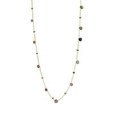 Spero London Sterling Silver Fine Tourmaline Long Necklace In Gold