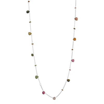 Spero London Women's Sterling Silver Fine Tourmaline Long Necklace - Silver In Brown