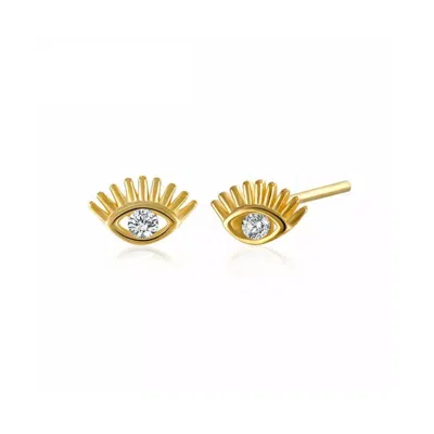 Spero London Women's Sterling Silver Gold Eye Stud Earring