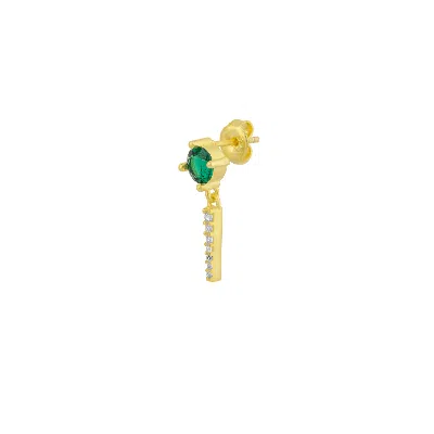Spero London Women's Sterling Silver Green Gemstone Spike Charm Sodalite Single Earring