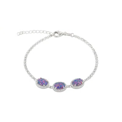 Spero London Women's Sterling Silver Halo Purple Opal Bracelet