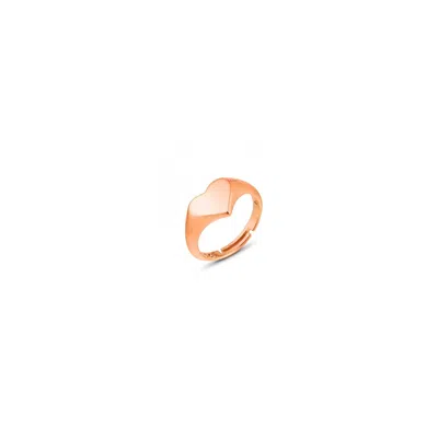Spero London Women's Sterling Silver Heart Love Signet Ring - Rose Gold In Neutral