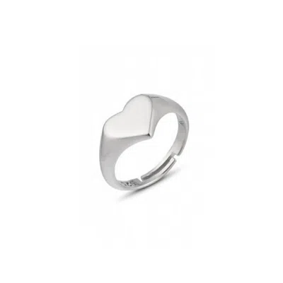 Spero London Women's Sterling Silver Heart Love Signet Ring - Silver