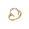 Spero London Sterling Silver Horseshoe Equestrian Ring In Gold