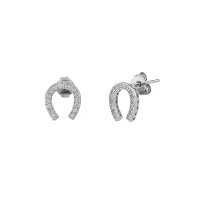 Spero London Women's Sterling Silver Horseshoe Stud Earring