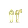 Spero London Women's Sterling Silver Jewelled Mini Safety Pin Stud Earring - Gold In Gold