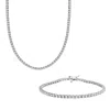 Spero London Women's Sterling Silver Large Tennis Necklace & Bracelet Set - 3mm