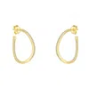 Spero London Women's Sterling Silver Large Wavy Stud Hoop Earring With Interior Gemstones - Gold