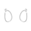 Spero London Women's Sterling Silver Large Wavy Stud Hoop Earring With Interior Gemstones - Silver