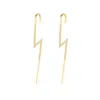 Spero London Women's Sterling Silver Lightning Bolt Ear Crawler With Sparkling White Gemstones - Pair - Gold In Gold