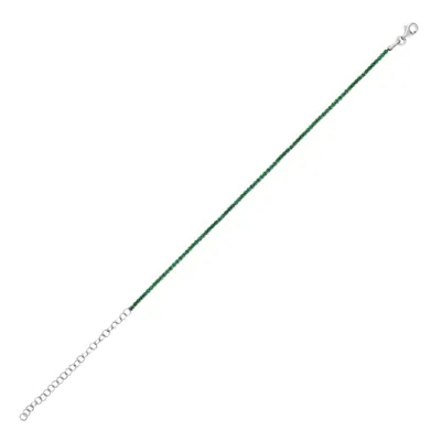 Spero London Women's Sterling Silver Mini Green Tennis Bracelet - 3mm