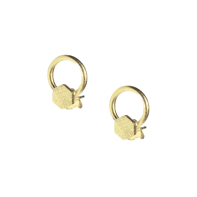 Spero London Women's Sterling Silver Natural Textured Hexagon Stud Earrings - Gold