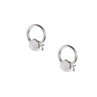 Spero London Women's Sterling Silver Natural Textured Hexagon Stud Earrings - Silver