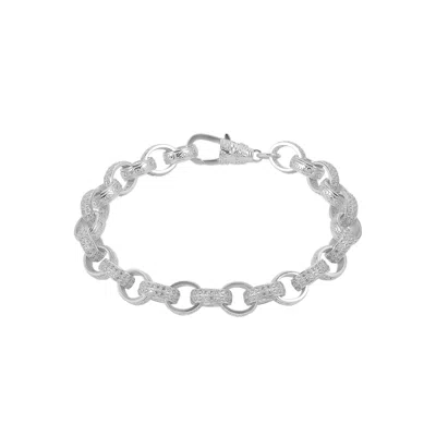 Spero London Women's Sterling Silver Pave Bachelor's Large Belcher Chain Bracelet
