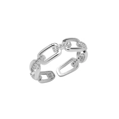 Spero London Women's Sterling Silver Pave Chain Ring - Silver