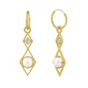 Spero London Sterling Silver Rhombus 3d Pearl Earrings In Gold