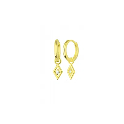 Spero London Women's Sterling Silver Rhombus Drop Earring With Single Gemstone - Gold