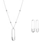 Spero London Women's Sterling Silver Safety Pin Necklace & Earring Set - Silver In Silver