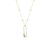 Spero London Sterling Silver Safety Pin Necklace With Beaded Satellite Chain In Gold