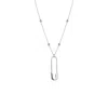 Spero London Sterling Silver Safety Pin Necklace With Beaded Satellite Chain In Silver