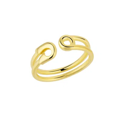 Spero London Women's Sterling Silver Safety Pin Ring - Gold