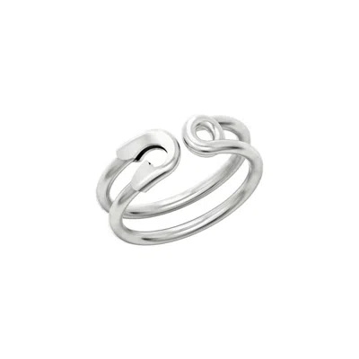 Spero London Women's Sterling Silver Safety Pin Ring - Silver