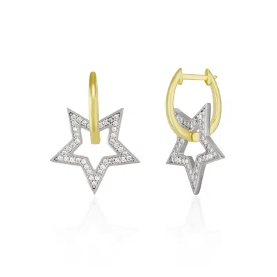 Spero London Women's Sterling Silver Star Hoop Earring In Gray