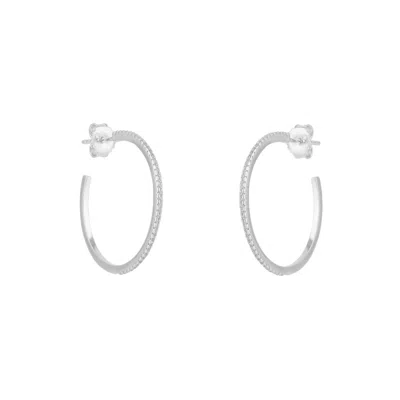 Spero London Women's Sterling Silver Stud Hoop Earring - Silver