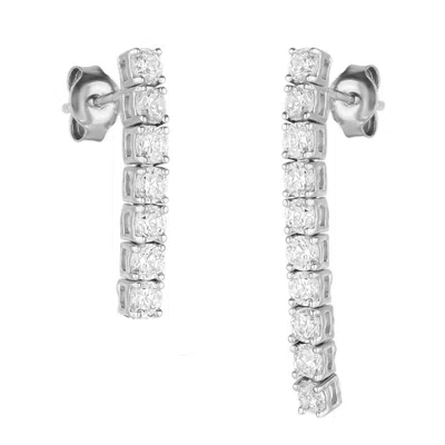 Spero London Women's Sterling Silver Tennis Earring Long & Short - Single