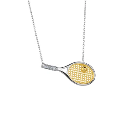 Spero London Women's Sterling Silver Tennis Racket Necklace