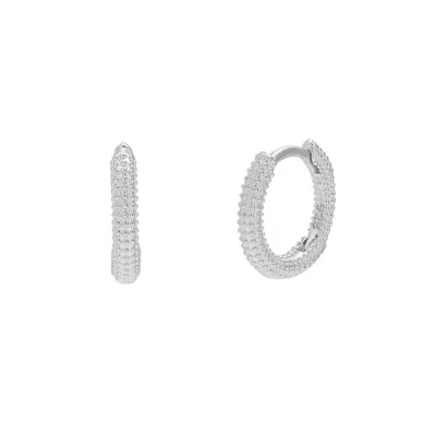 Spero London Women's Sterling Silver Textured Pebble Hoops - Silver