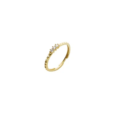Spero London Women's Sterling Silver Three Round Gem Stacking Ring - Gold