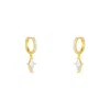 Spero London Sterling Silver Triangle Pave Spike Hoop Earrings In Gold