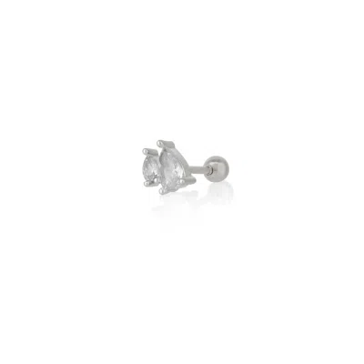 Spero London Women's Sterling Silver Two Drop Stud Piercing Earring