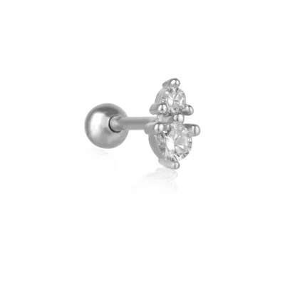 Spero London Women's Sterling Silver Two Jewelled Bead End Piercing