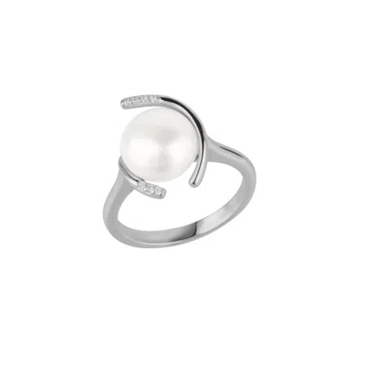 Spero London Women's Sterling Silver Whimsy Swirl Pearl Ring In Metallic
