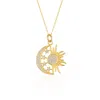 Spero London Women's Sun And Moon Embossed Star Sterling Silver Gold Vermeil Pendant Necklace In Gold