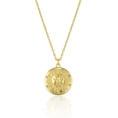 Spero London Women's Sun Embossed Silhouette Sterling Silver Medal Necklace - Gold