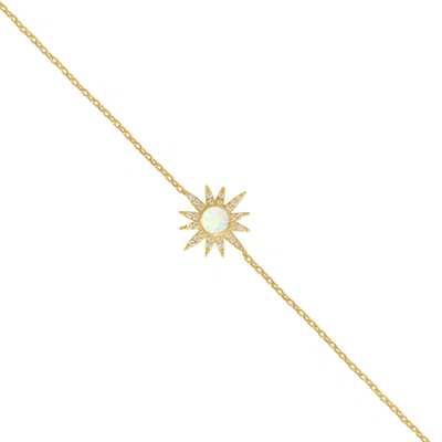 Spero London Women's Sun Sterling Silver White Opal Bracelet In Gold